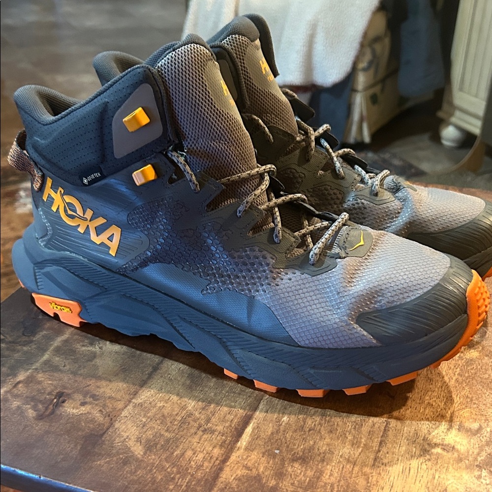 Hoka Charcoal and Tangerine Sneakers